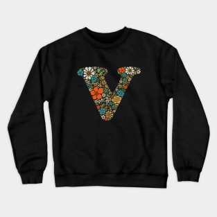 Hippie Floral Letter V Crewneck Sweatshirt